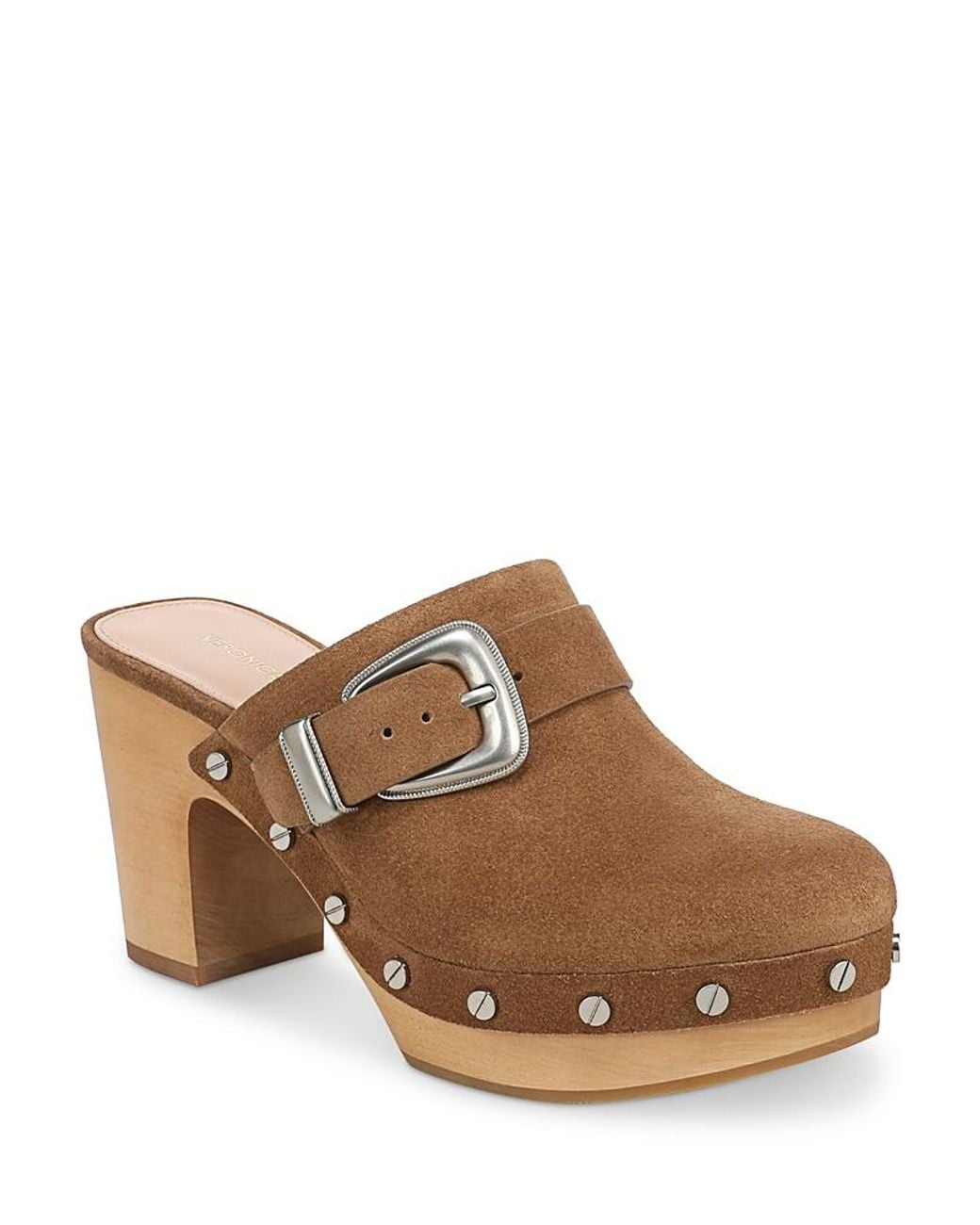 Veronica Beard Brown Larken Studded Platform Clogs