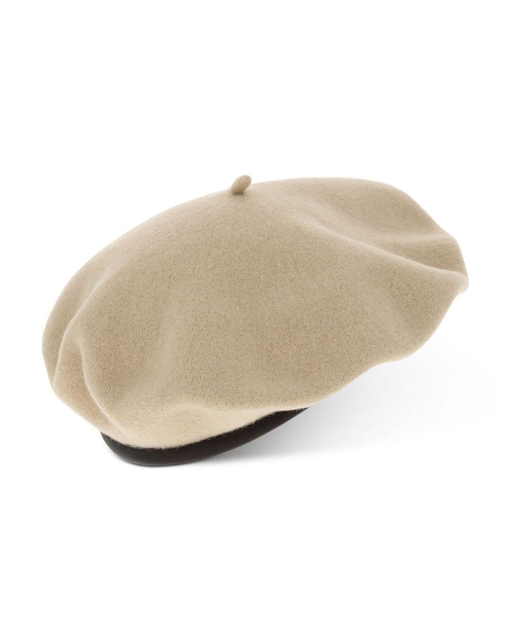 The Kooples Leather - Trim Wool Beret 