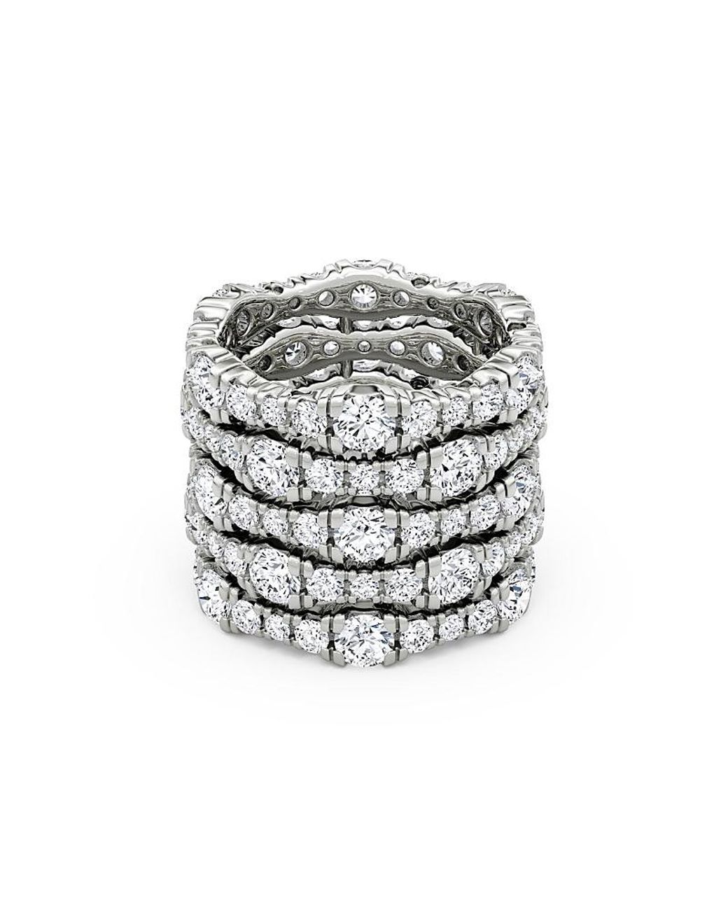 Vrai 5 Row Pave Ring in White | Lyst