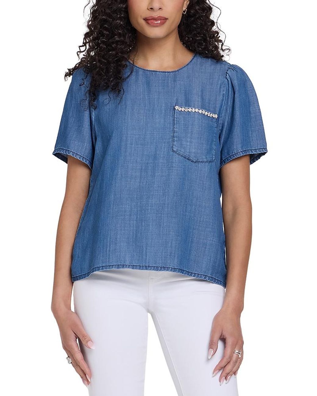 NYDJ Blue Puff Sleeve Tee