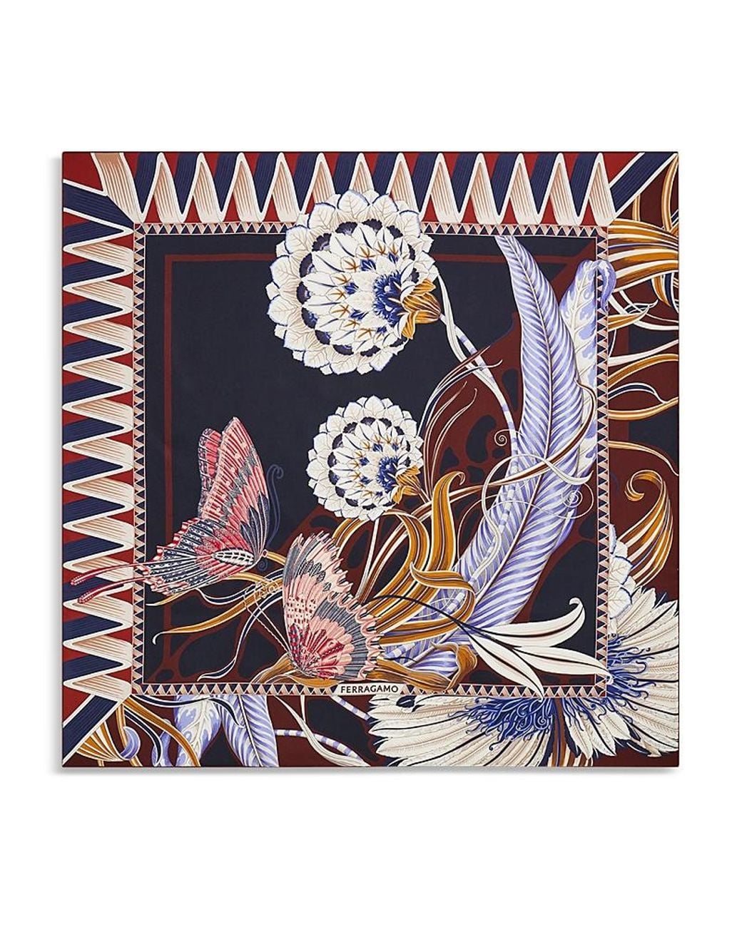 Ferragamo Blue Giada Print Wool Shawl