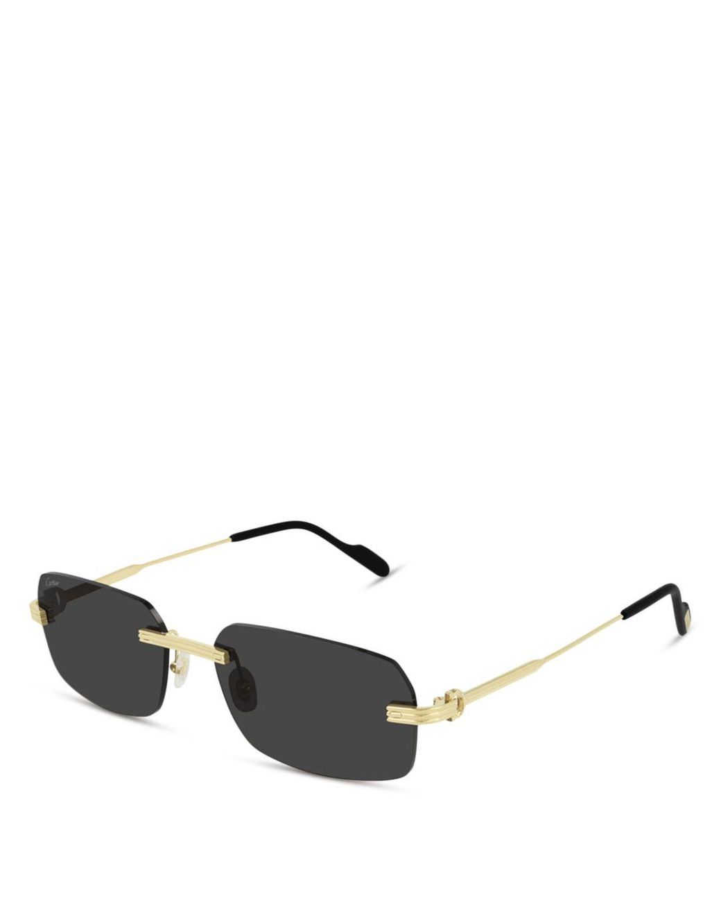 Cartier Première De Rimless Rectangular Sunglasses in White | Lyst