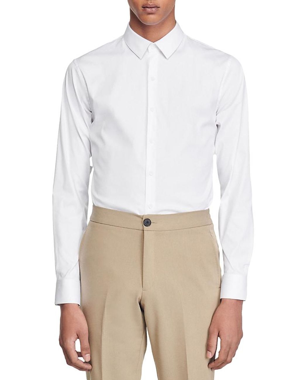 Sandro White Seamless Stretch Button Up Shirt for men