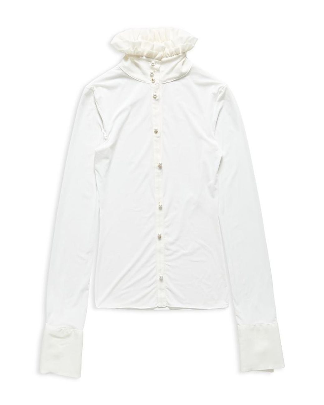Acne White Ruffled Button Front Shirt