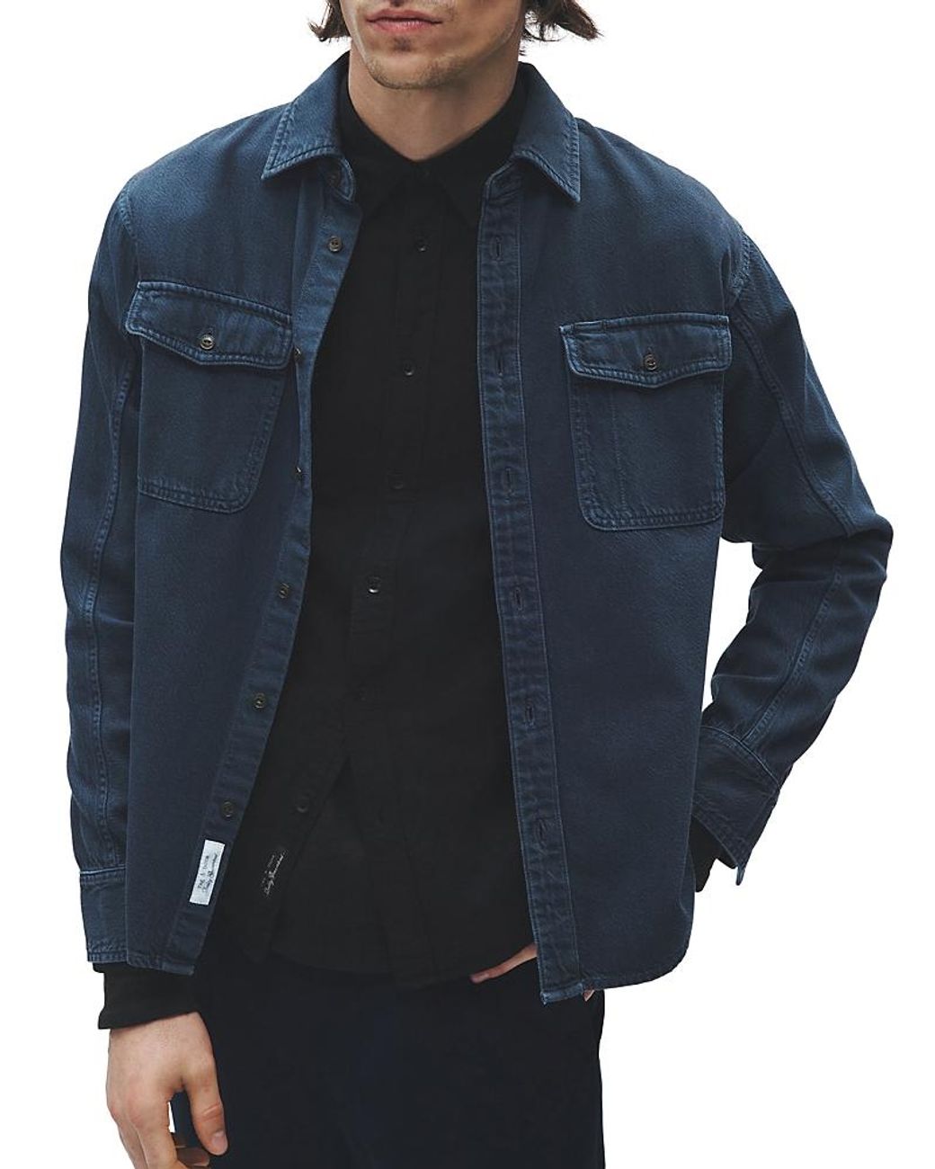 Rag & Bone Blue Denim Engineered Shirt Jacket for men
