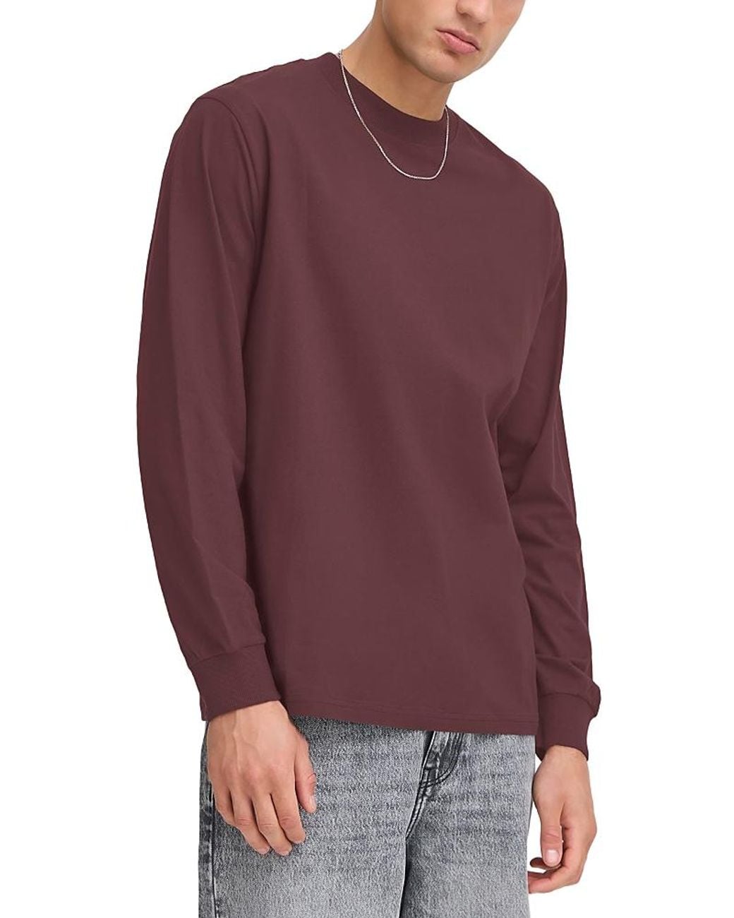 Solid Purple Cotton Heavy Knit Sweater for men