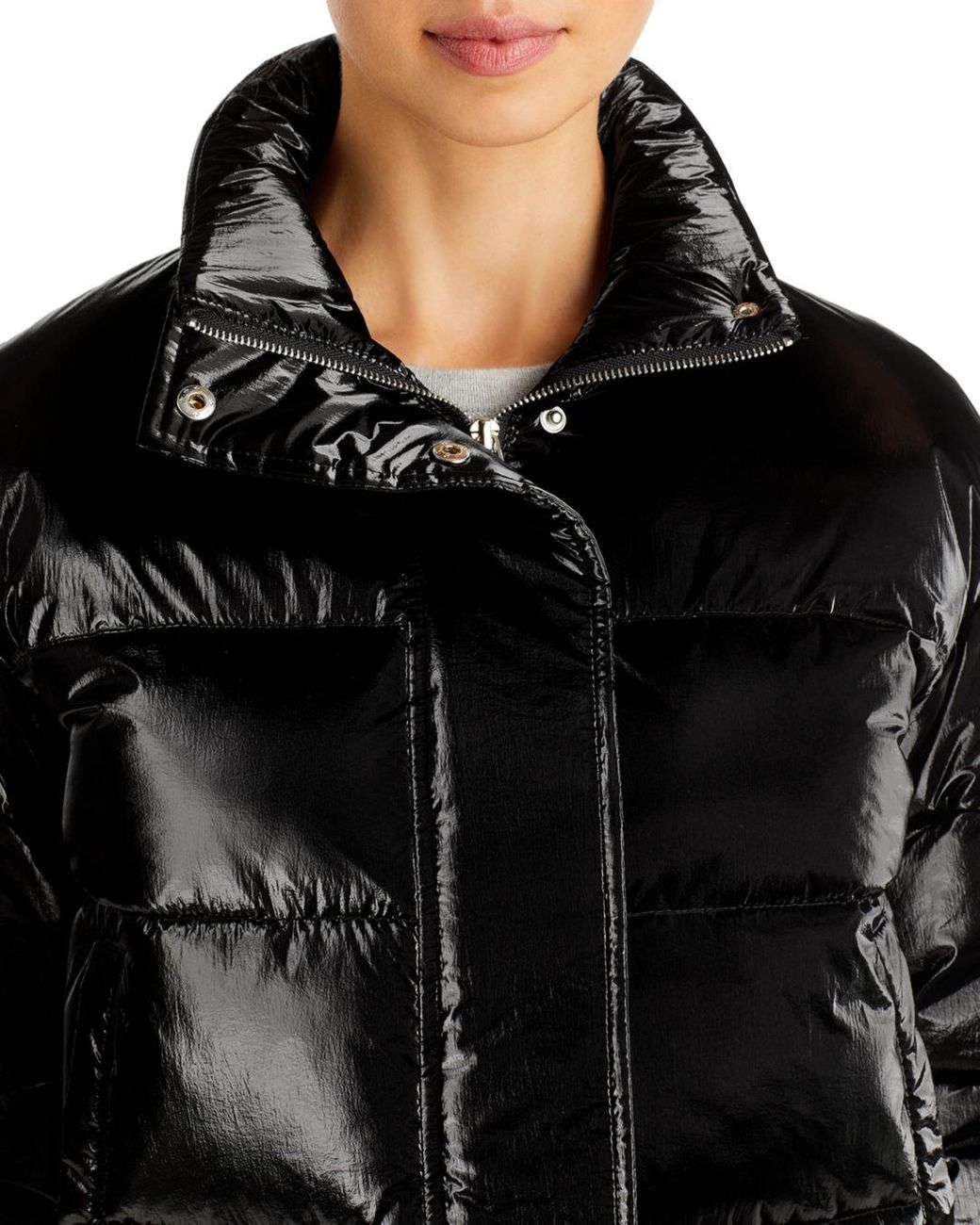 aqua black puffer jacket