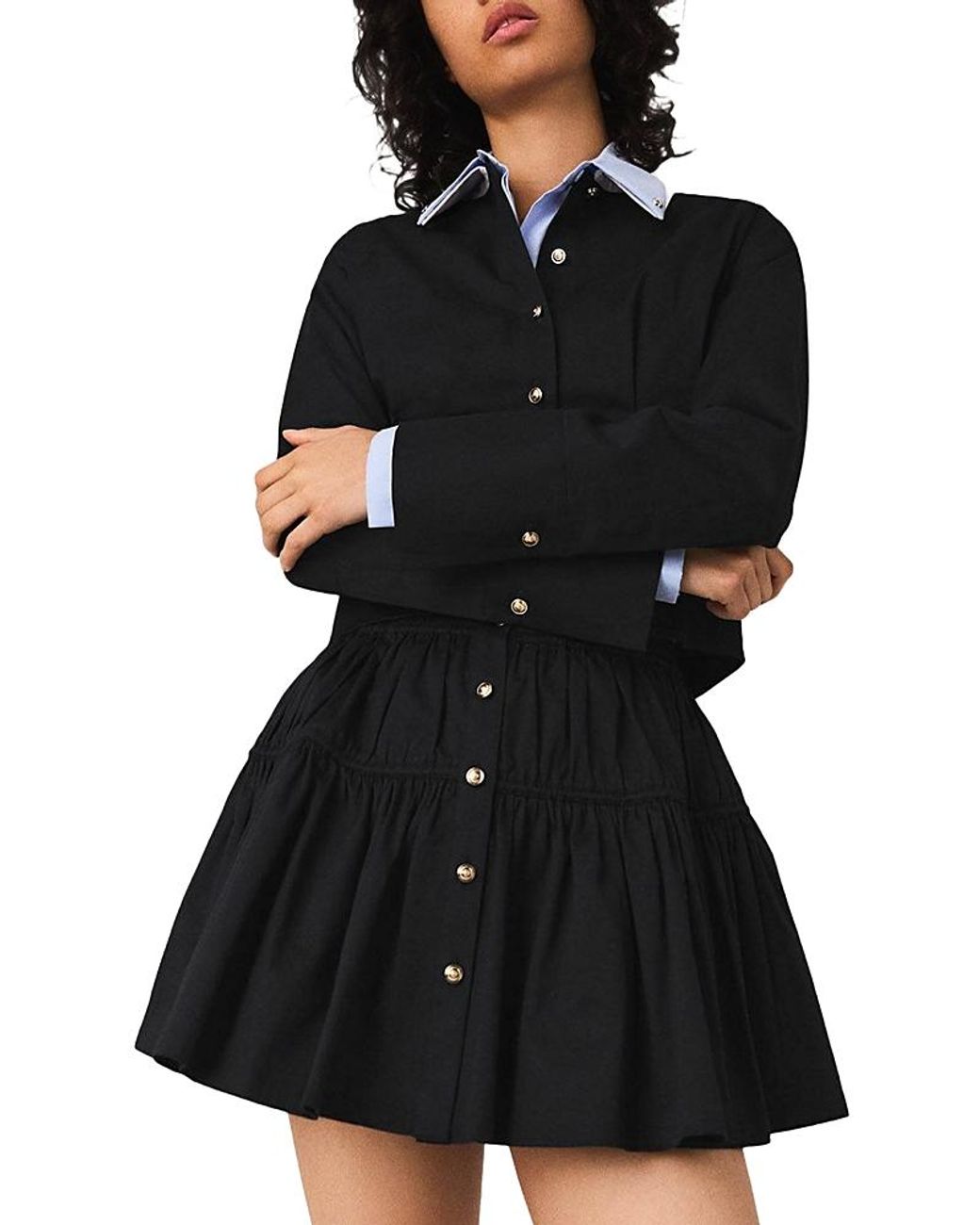 Maje Black Mini Elasticated Waist Skirt