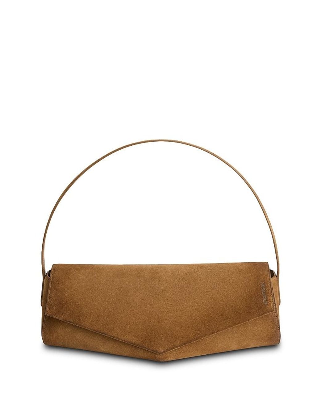 Jil Sander Kante Leather Flap Shoulder Bag in Brown | Lyst