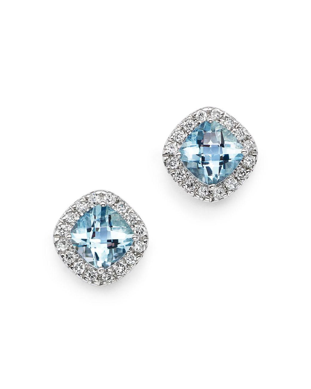 Bloomingdale S Aquamarine Cushion Cut And Diamond Stud Earrings In