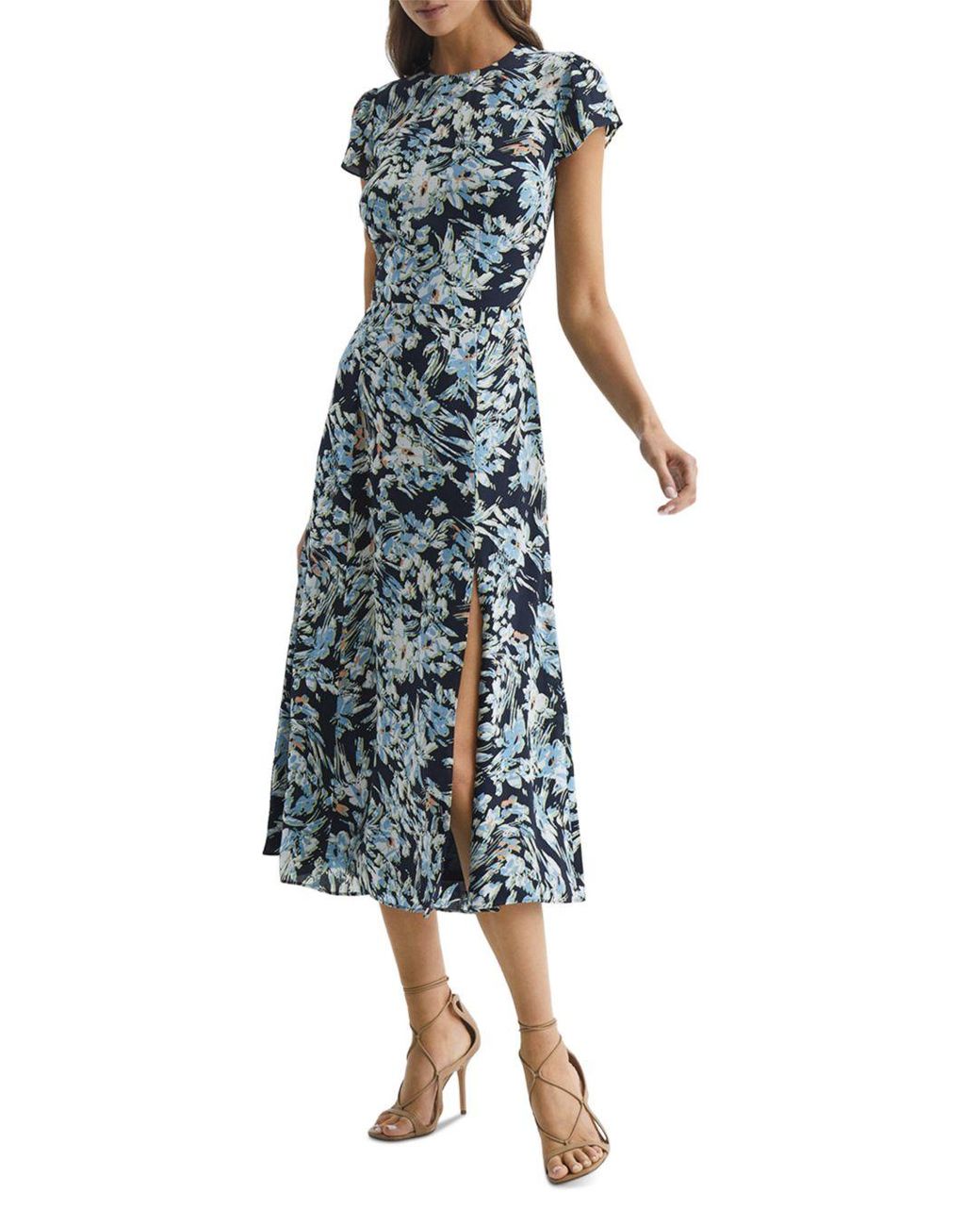 Reiss Livia Cutout Midi Dress in Blue | Lyst