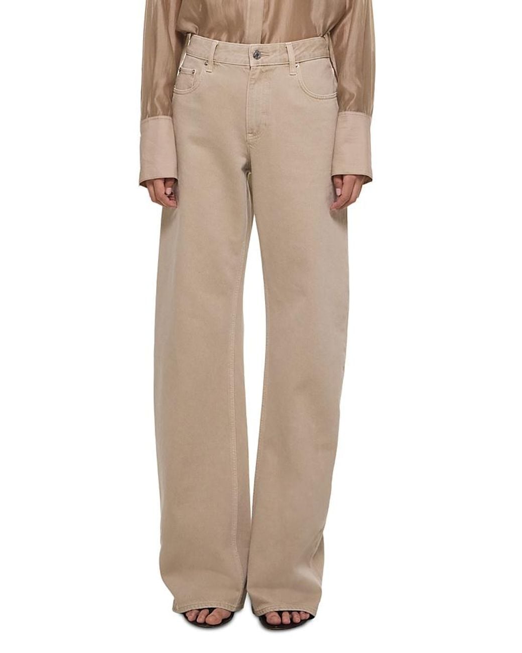 Helmut Lang High Rise Relaxed Bootcut Jeans in Natural | Lyst