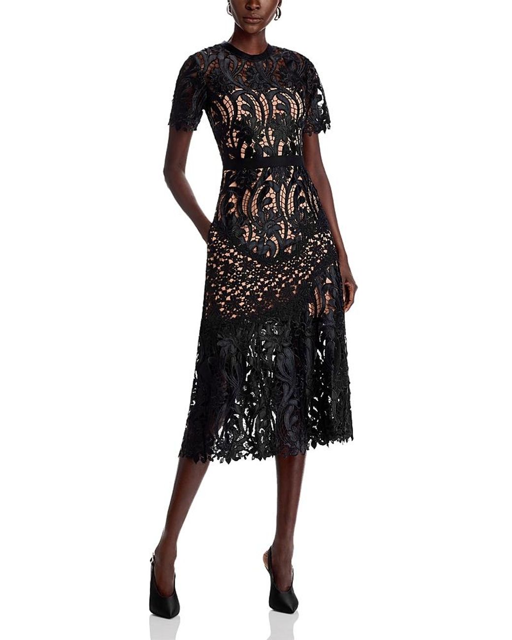 chinese dress ladies Self-Portrait Lace Sheath Midi Dress