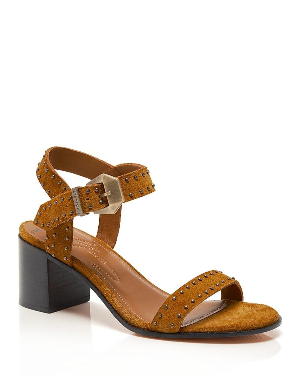 Free People Buckle Up Block Heel Sandals in Brown | Lyst