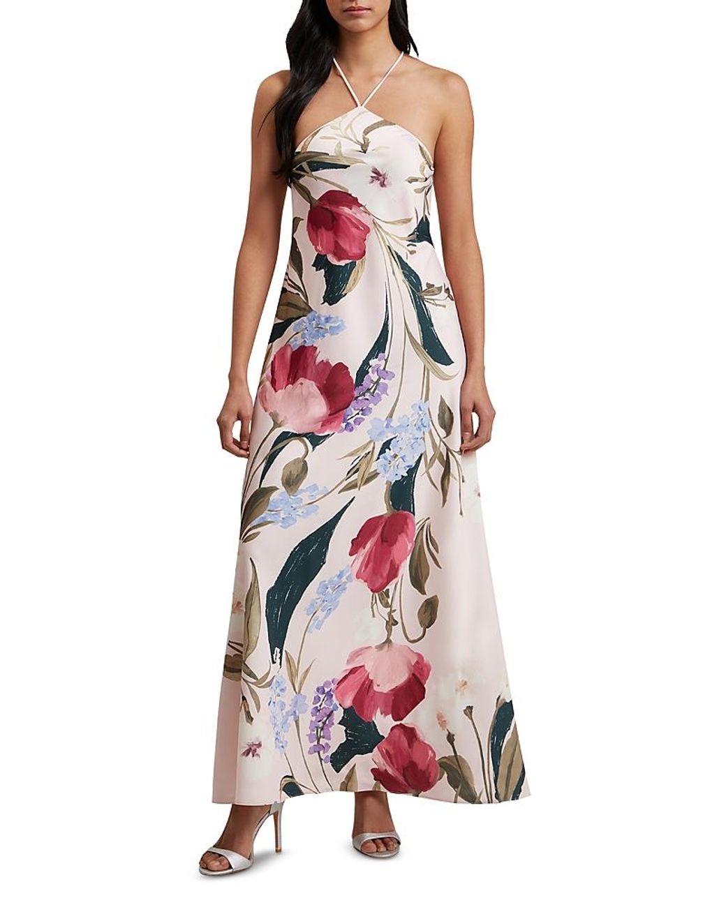 ★Ted Baker Almaria フローラルホルターフレア 上質マキシ★ Ted Baker Almaria Halter Neck Floral Maxi Dress in Red | Lyst