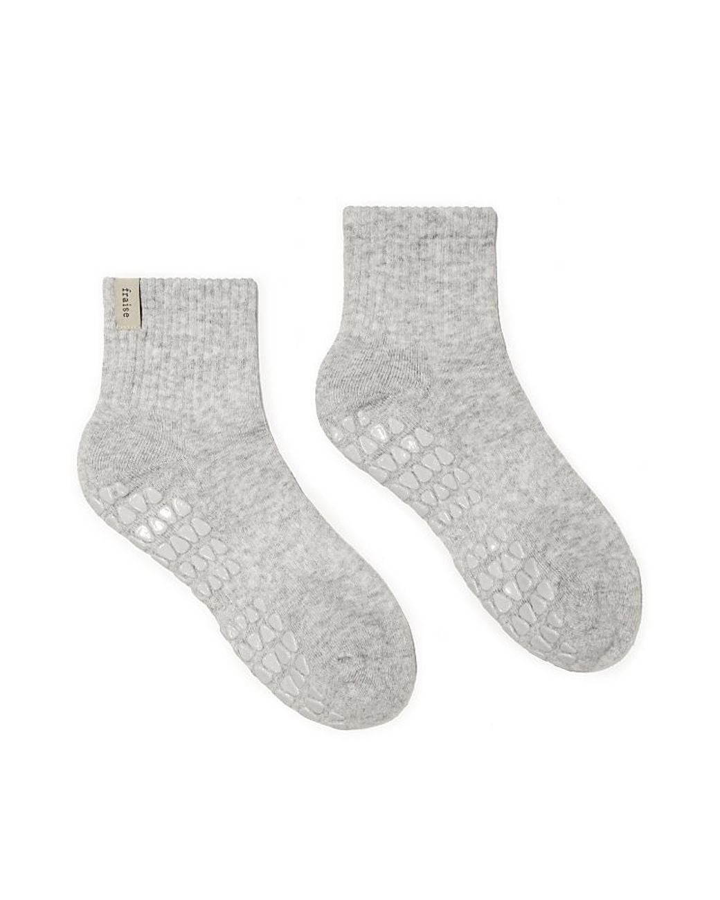 Fraise White Quarter Crew Grip Sock