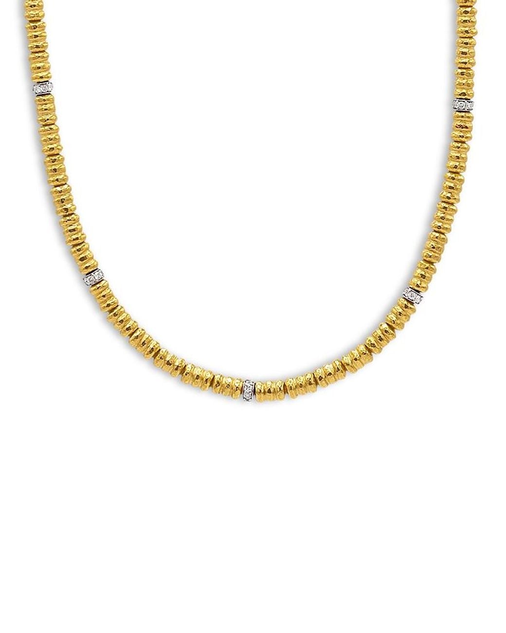 Gurhan 24K Vertigo Diamond Beaded Strand Necklace, 18 in Metallic | Lyst