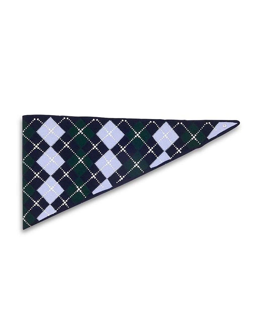 Maje Blue Wool Argyle Triangle Scarf