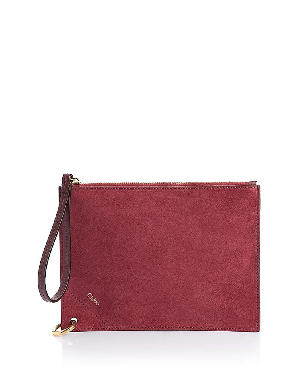 Chloé Red Spin Zipped Suede Pouch