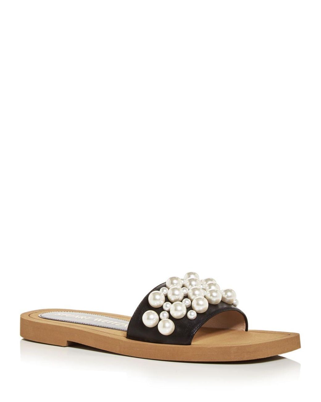 Stuart Weitzman Goldie Embellished Slide Sandals in Black Lyst