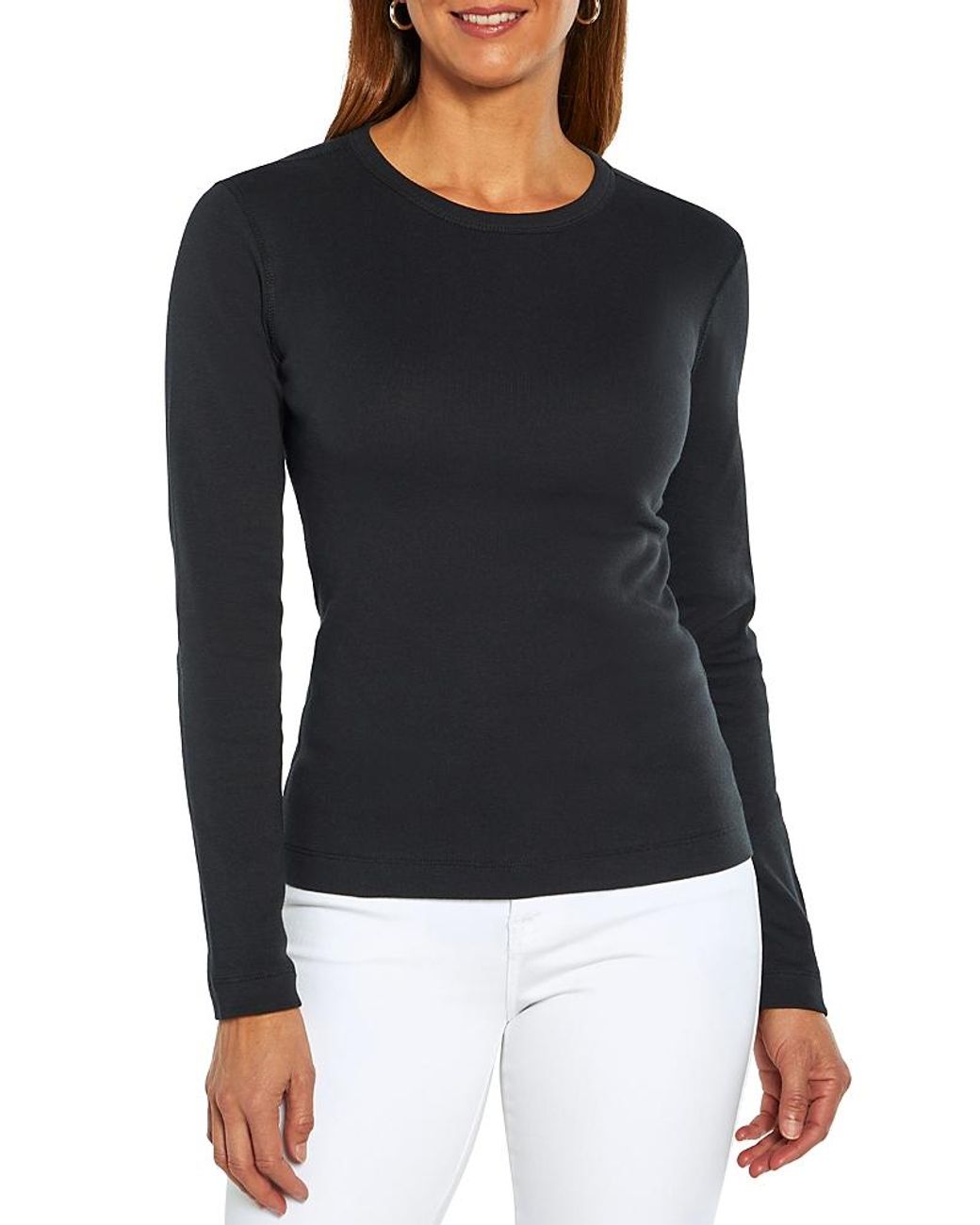 Three Dots Black Long Sleeve Top