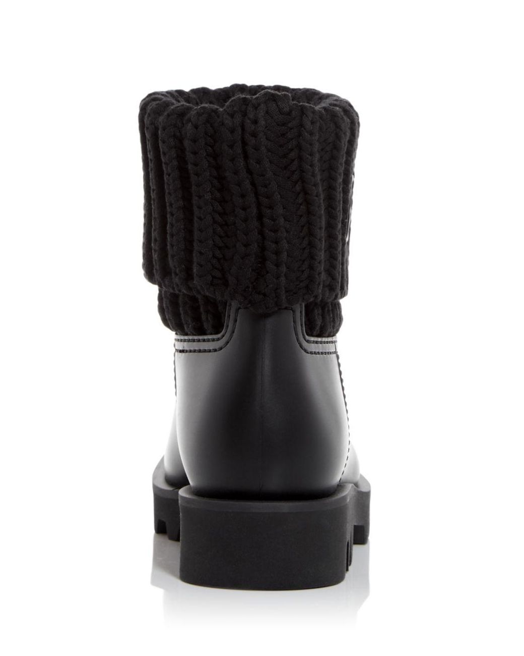 ginette knit cuff leather rain boot