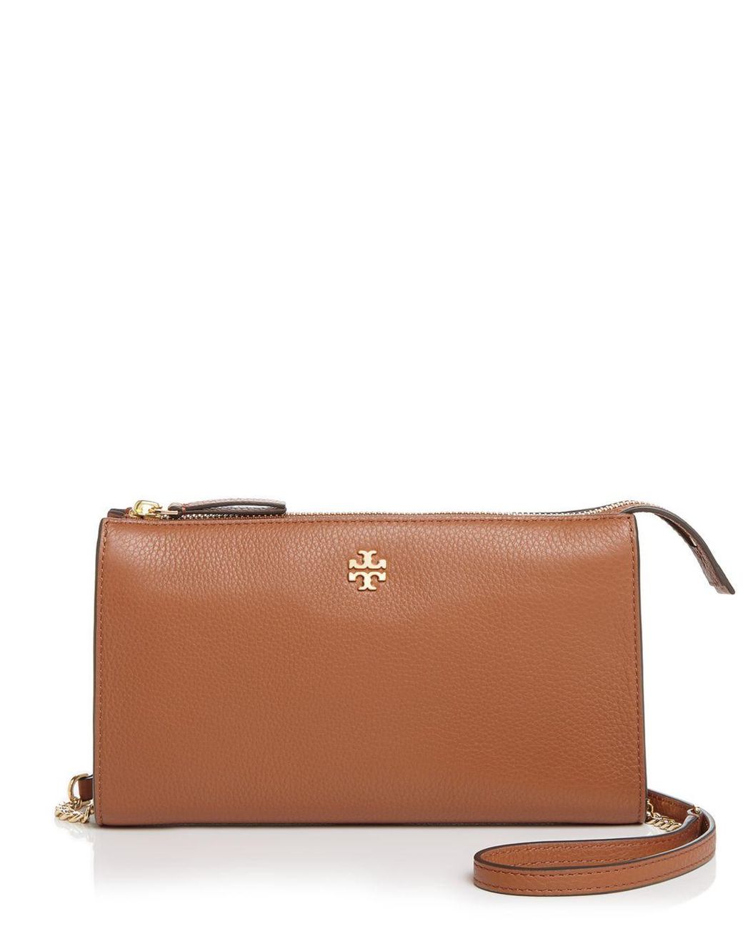 Tory Burch Pebbled Top Zip Crossbody in Brown Lyst