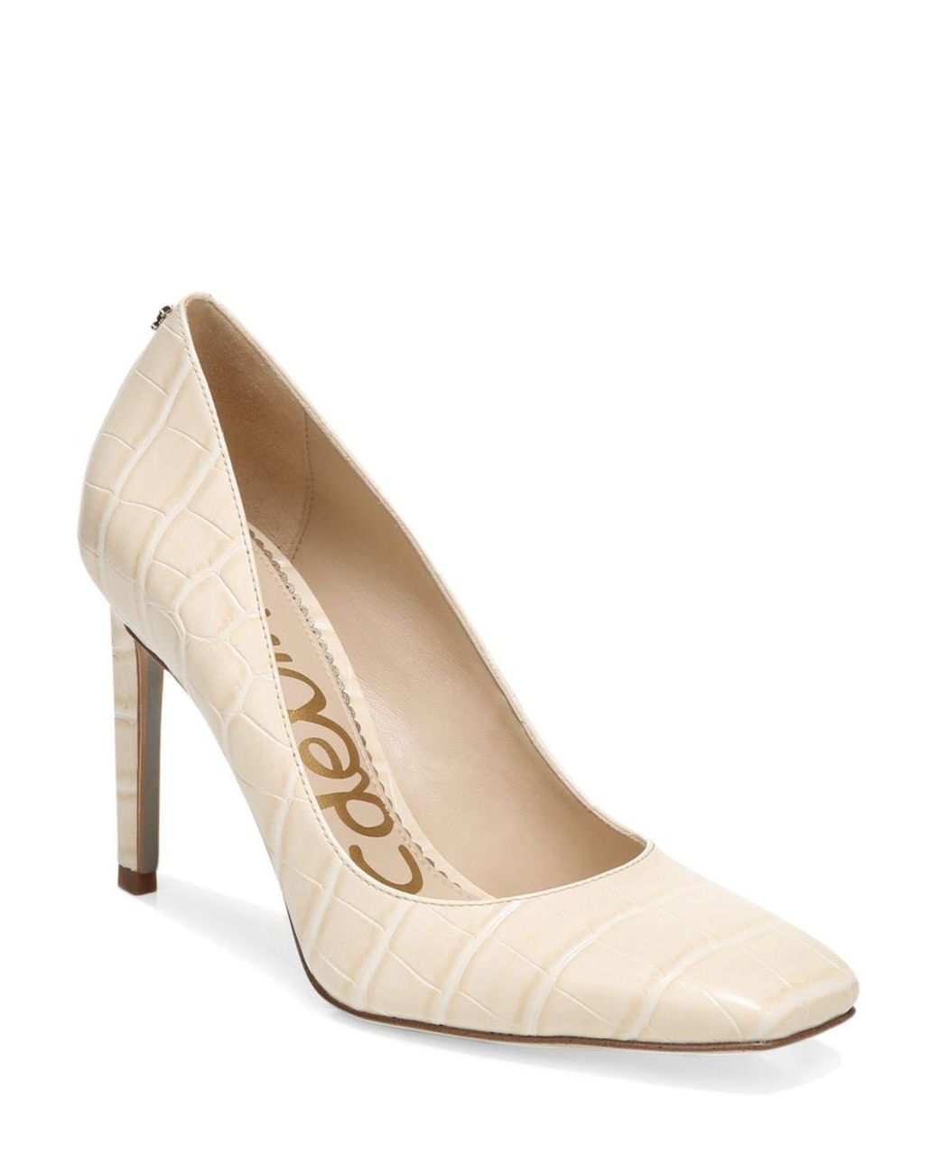 Sam Edelman Leather Beth Square Toe Embossed High Heel Pumps in