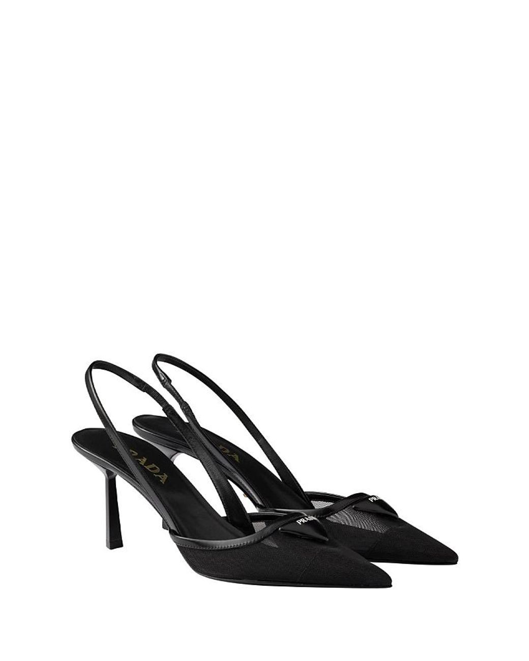 Prada Mesh Fabric Slingback Pumps in Black | Lyst