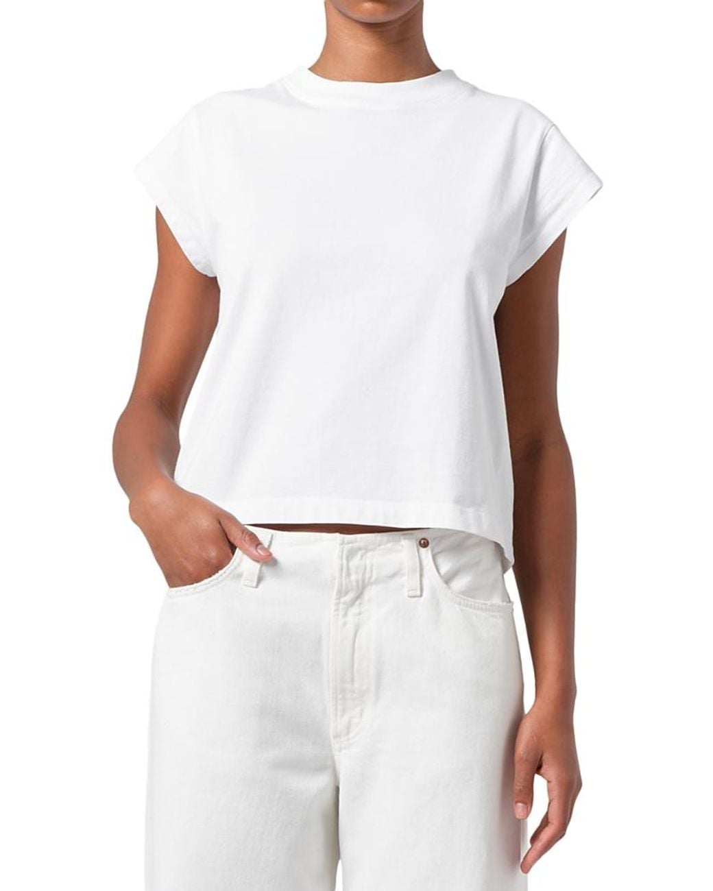 Agolde White Bryce Cap Sleeve Tee