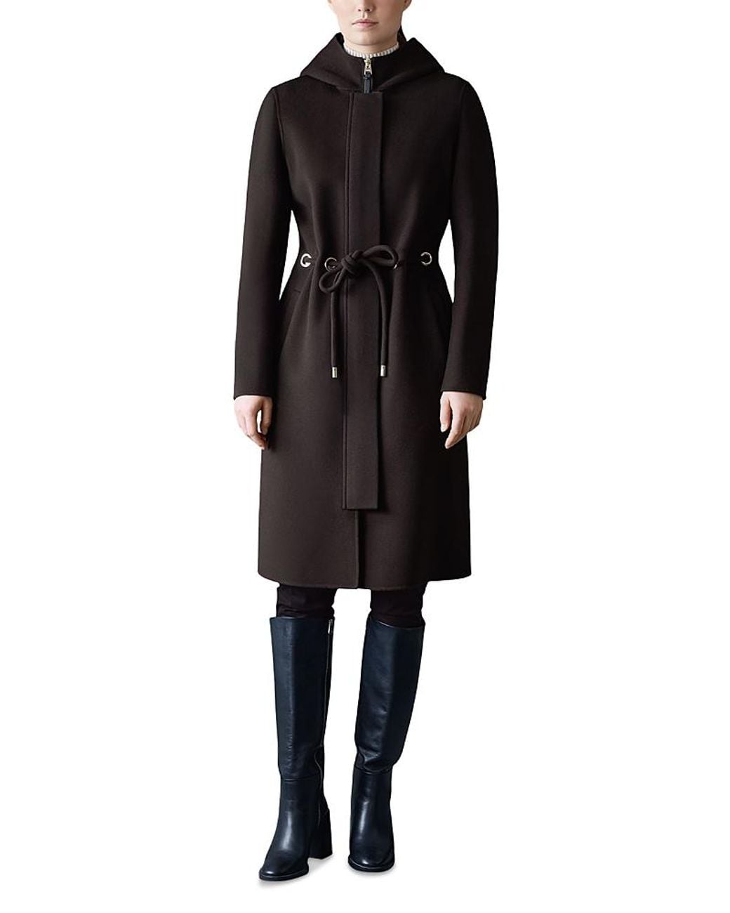Mackage Black Blithe Belted Wool Coat