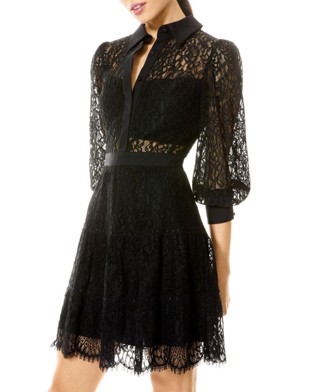 Alice + Olivia Anaya Collared Lace Mini 