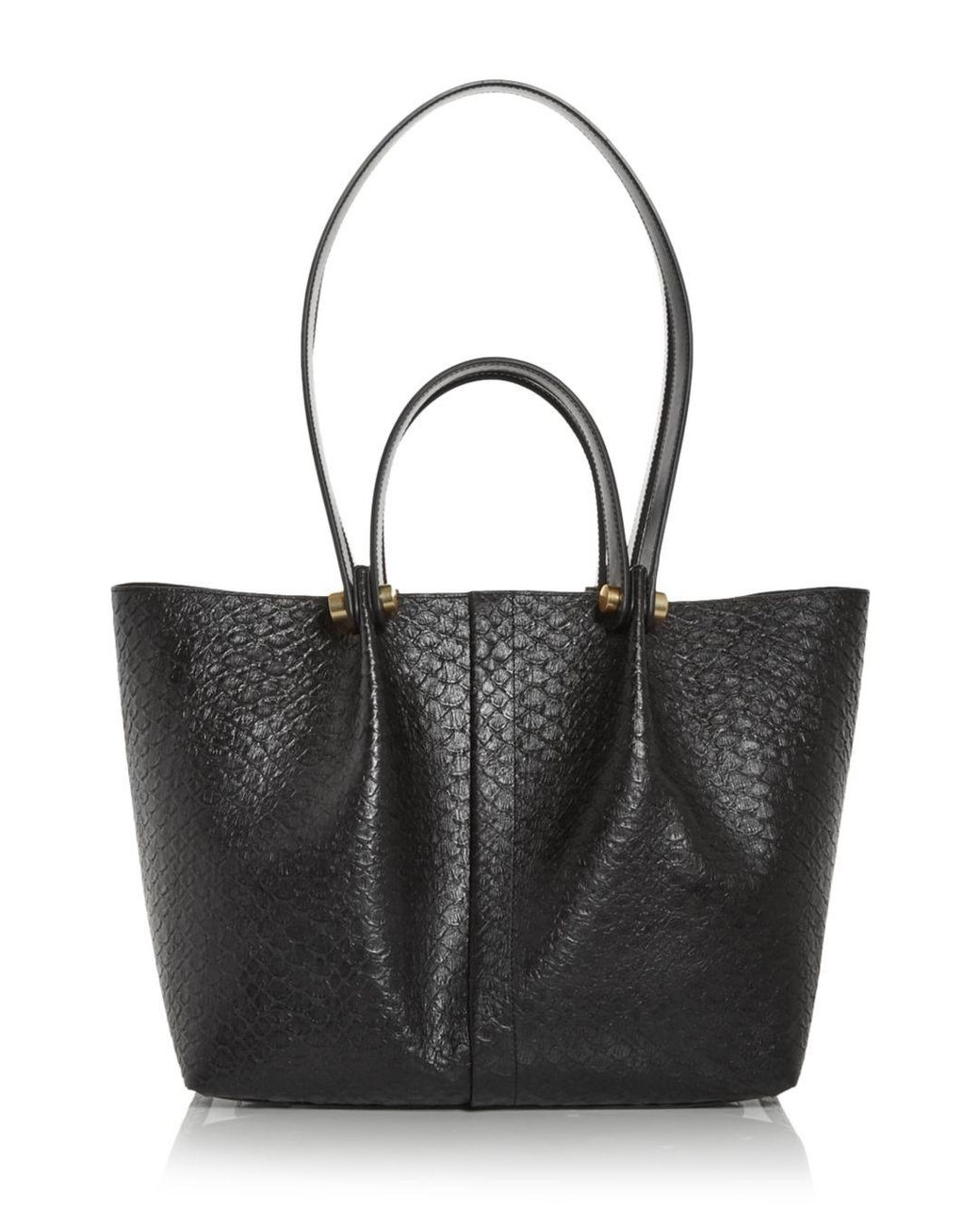AllSaints Allington Small Croc Embossed Leather Tote in Black Lyst