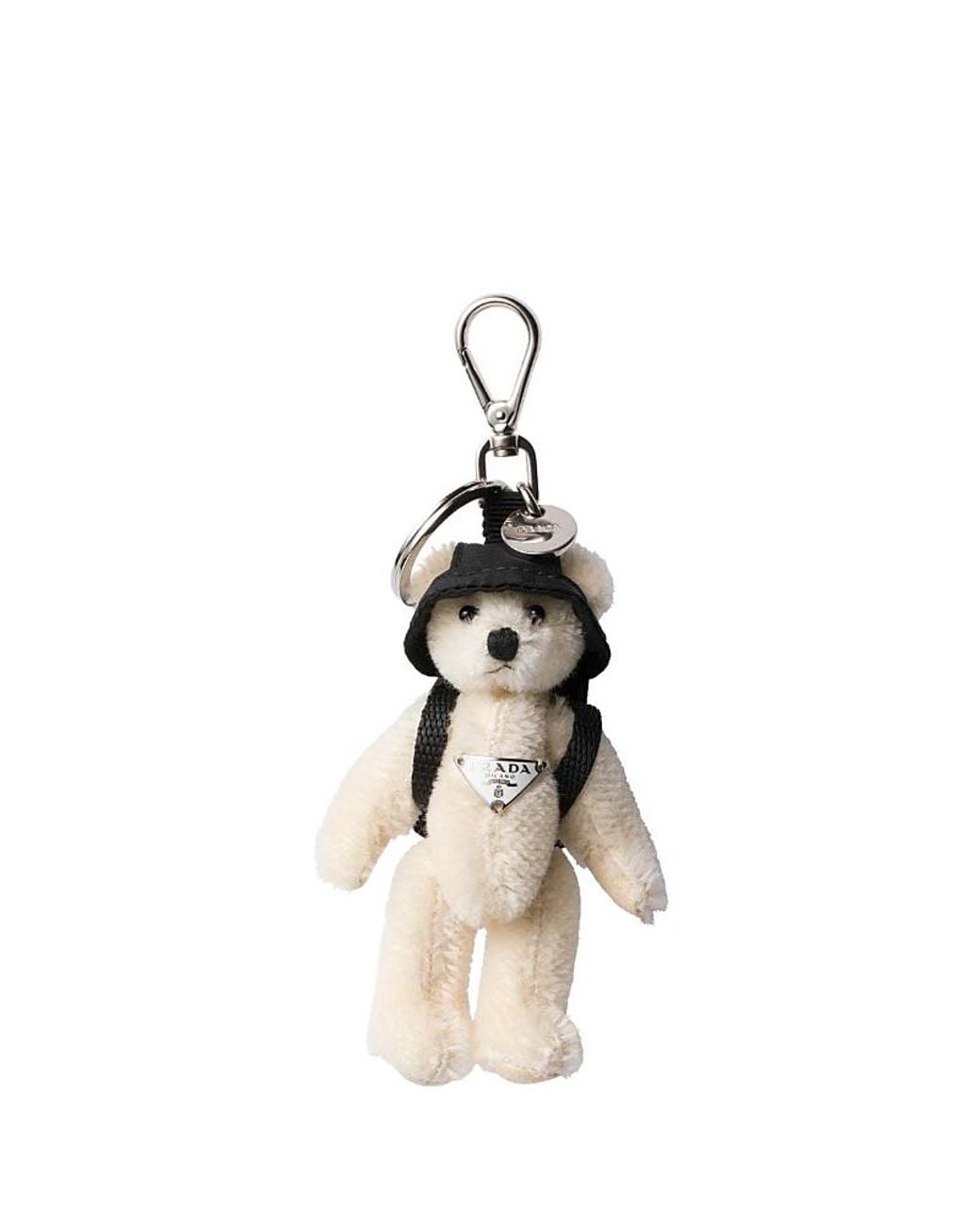 Prada Metallic Teddy Bag Charm With Metal Ring