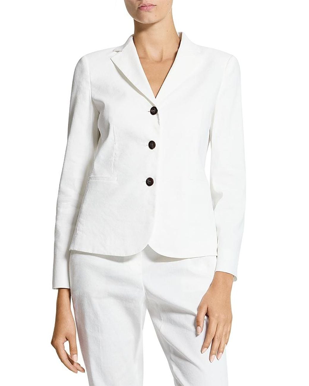 Theory White Shrunken Linen Blend Jacket