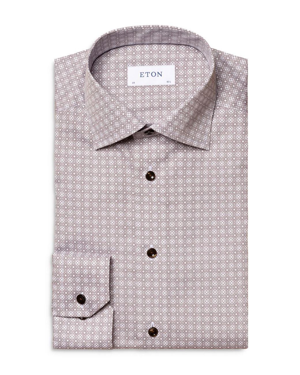 Eton Cotton Medallion Print Contemporary Fit Button Down Shirt in Brown for Men - Lyst