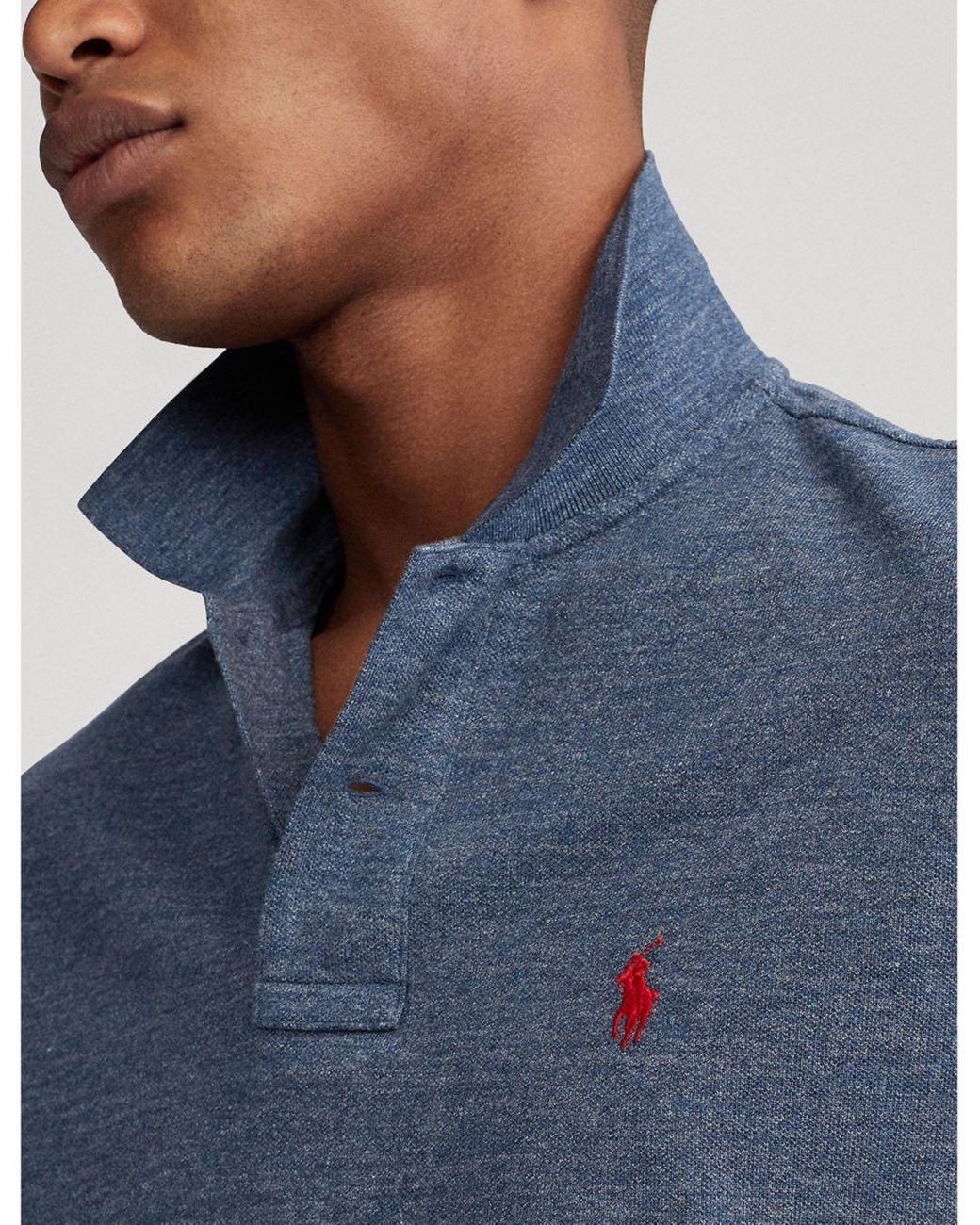 classic fit indigo mesh polo shirt