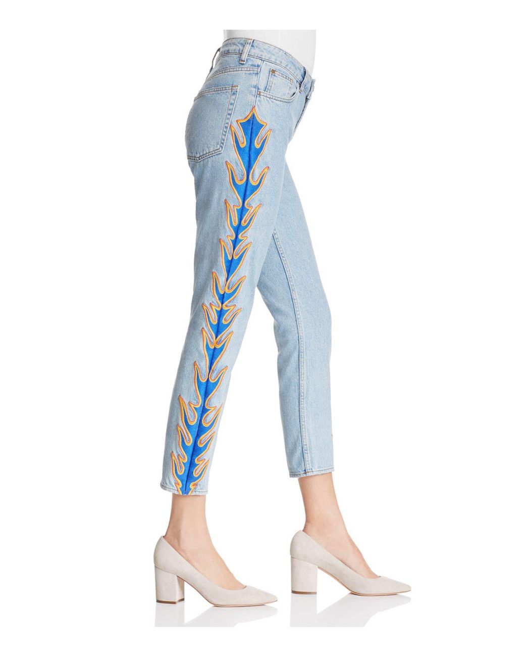 Sandro Flame Cropped Jeans in Blue | Lyst