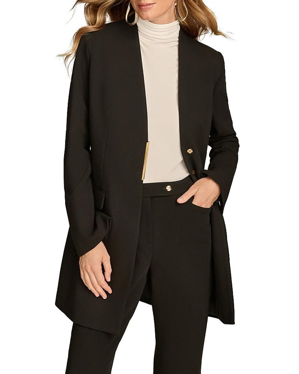 Donna Karan Black Donna Karan Collarless Hardware Blazer