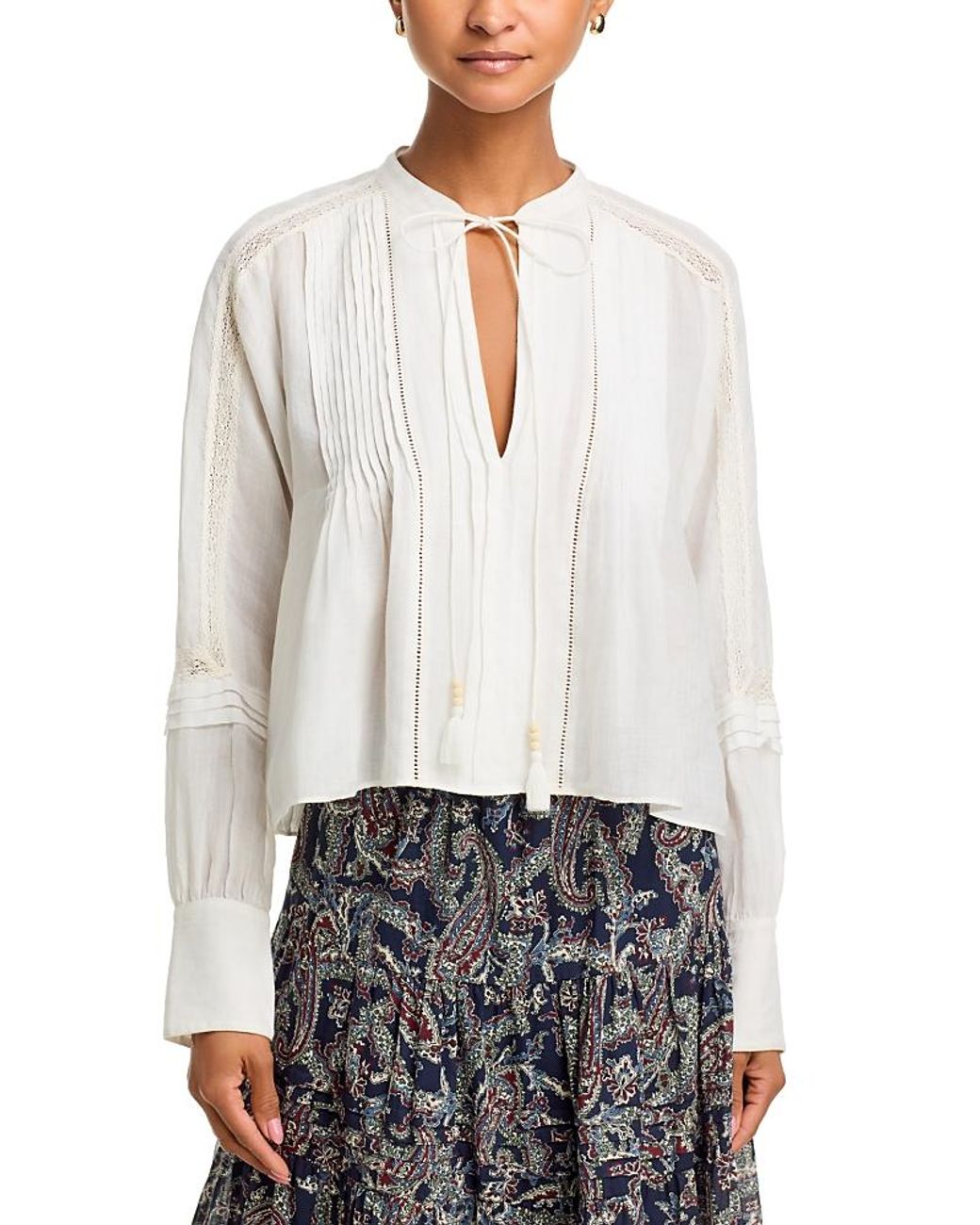Veronica Beard White Sawyer Blouse