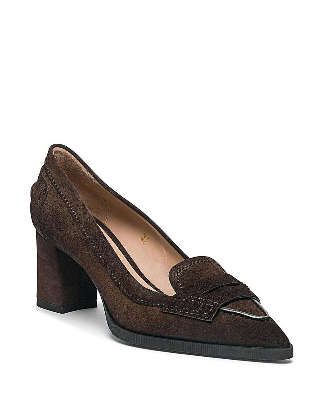 Santoni Black Suede Mid-Heel Pump