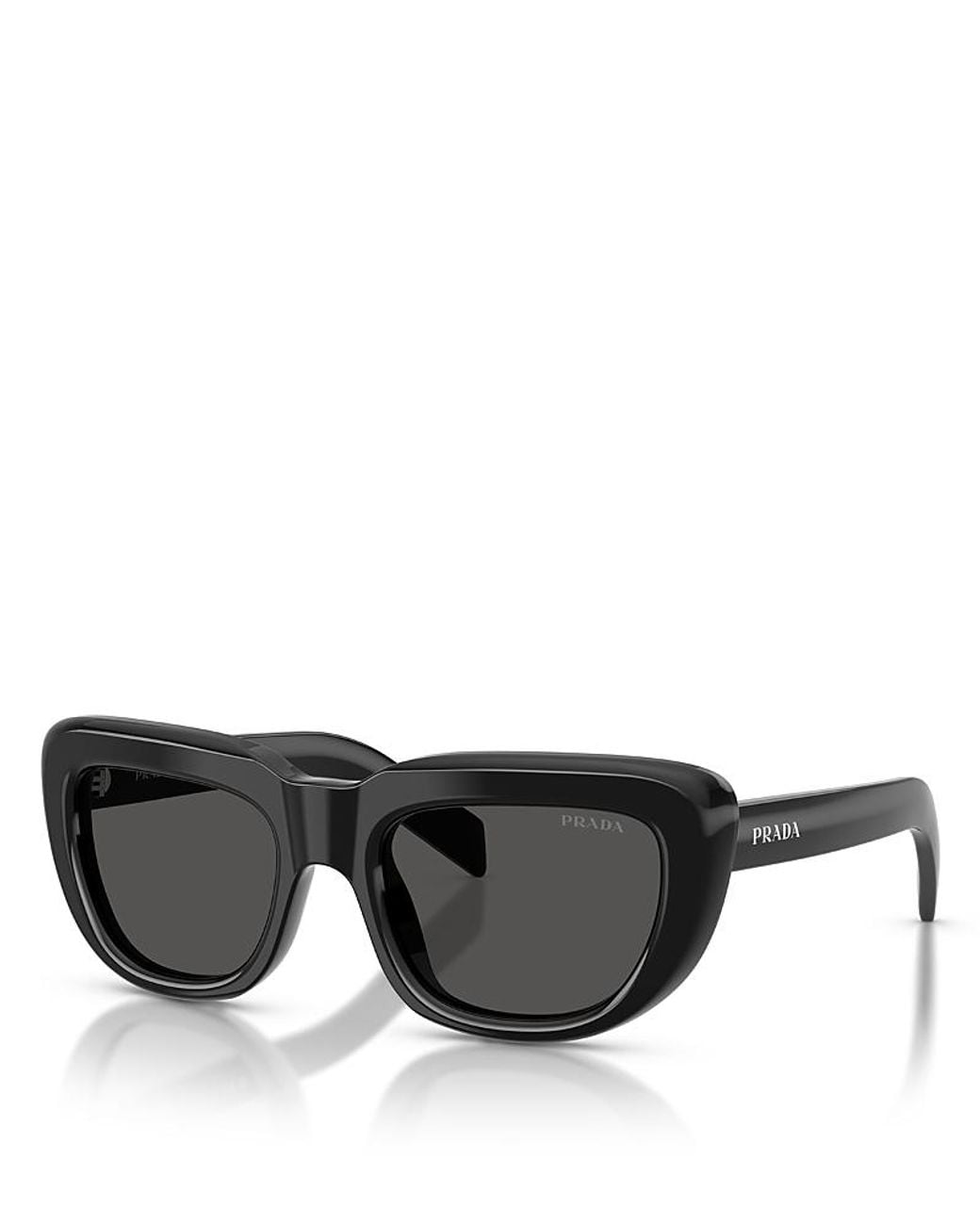 Prada Black Rectangular Sunglasses, 54Mm