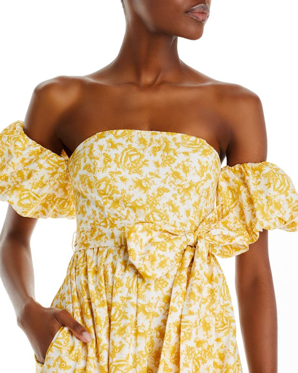 Aqua Floral Off - The - Shoulder Maxi Dress in Yellow | Lyst