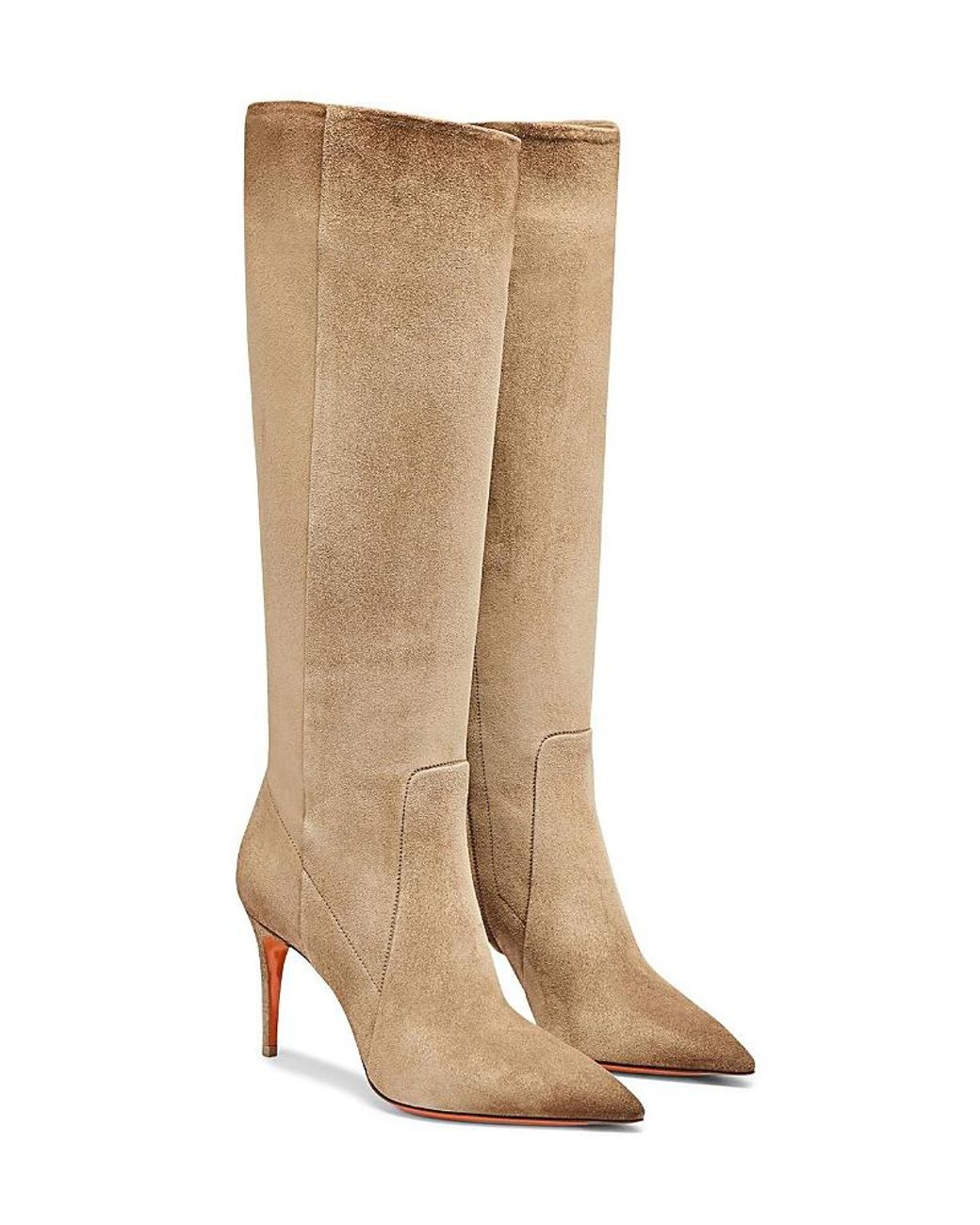 Santoni Natural Suede High-Heel Boot