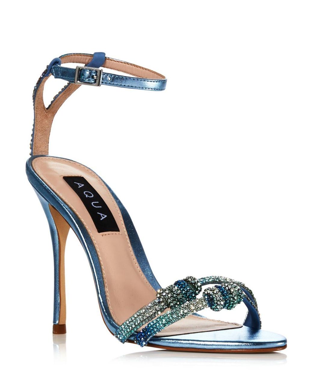 Aqua Iridescent Embellished High Heel Sandals in Blue | Lyst