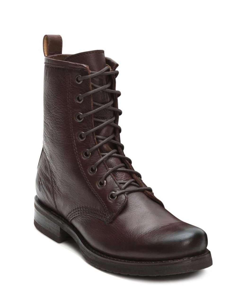 Frye Leather Veronica Lace Up Combat Boots in Dark Brown (Brown) - Lyst