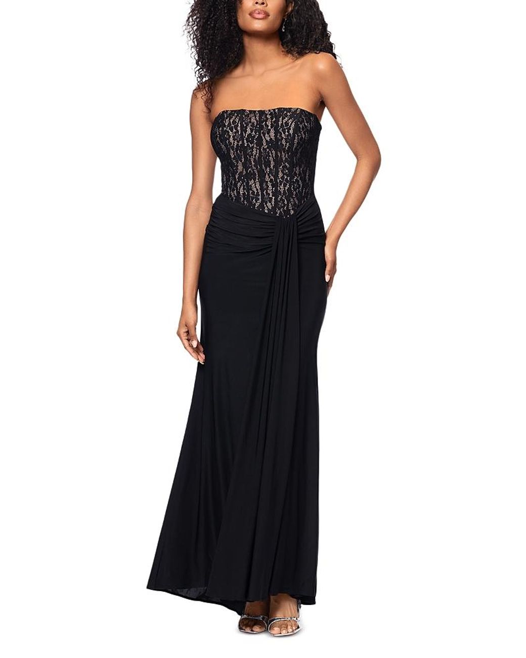 Aqua Lace Corset Gown in Black | Lyst