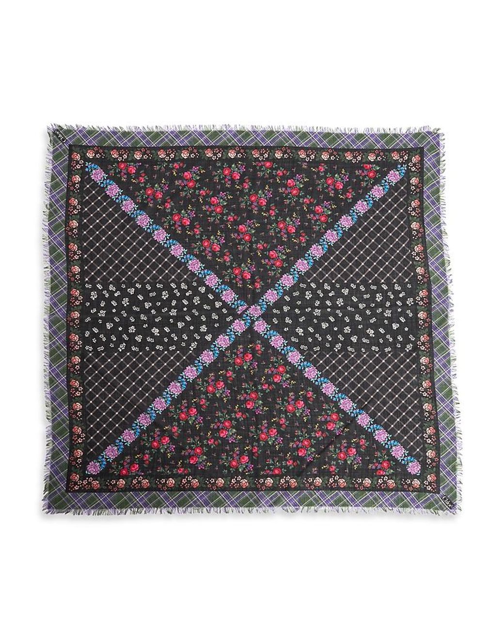 Chloé Multicolor Folk Cashmere & Wool Square Scarf