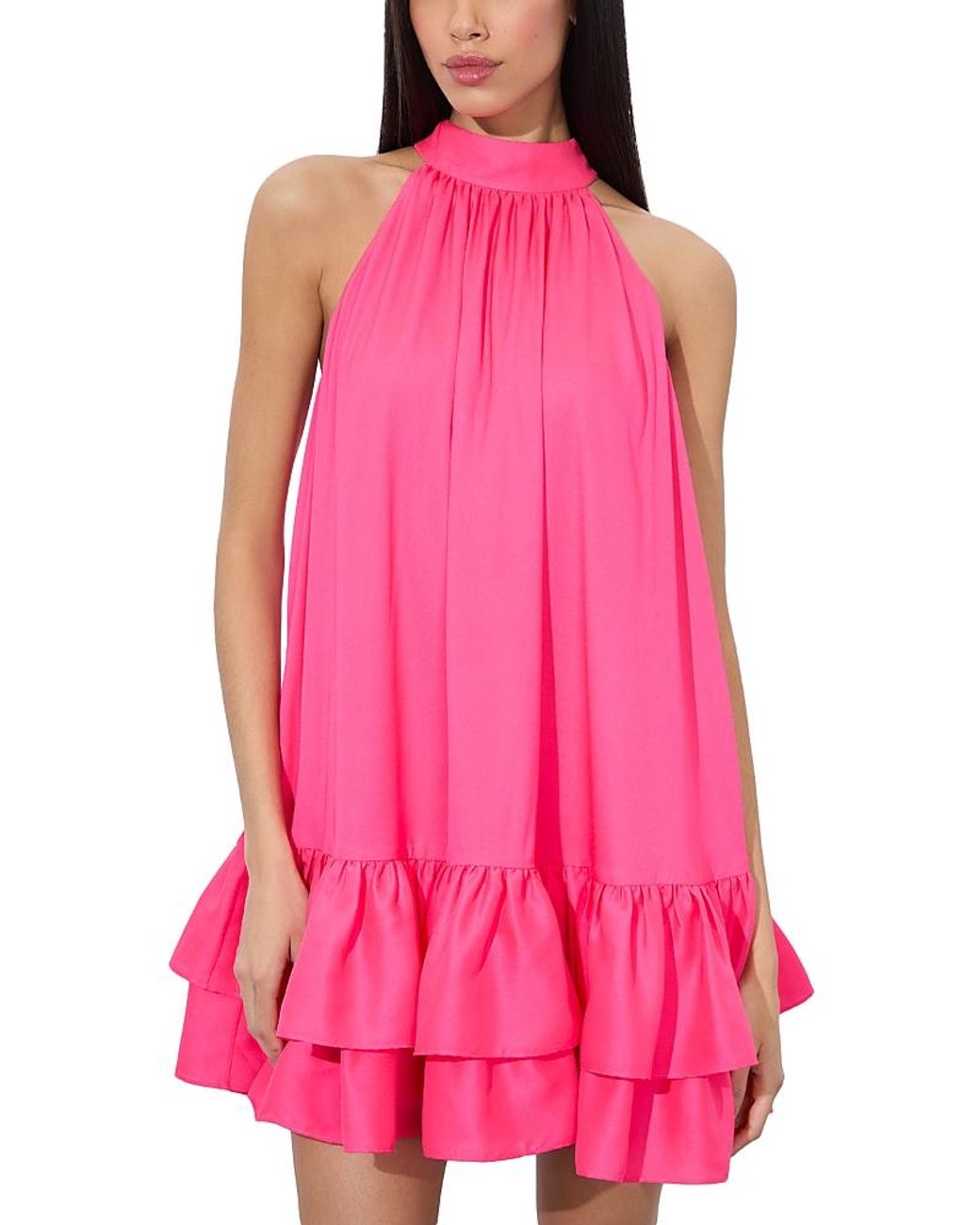 Alice + Olivia Erna Halter Mini Dress in Pink | Lyst