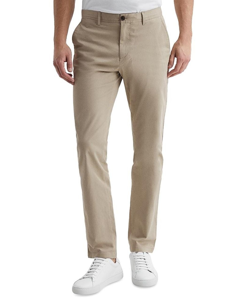 Washed Native Stone Reiss Pitch Washed Slim Fit Chinos in Natural for Men | Lyst